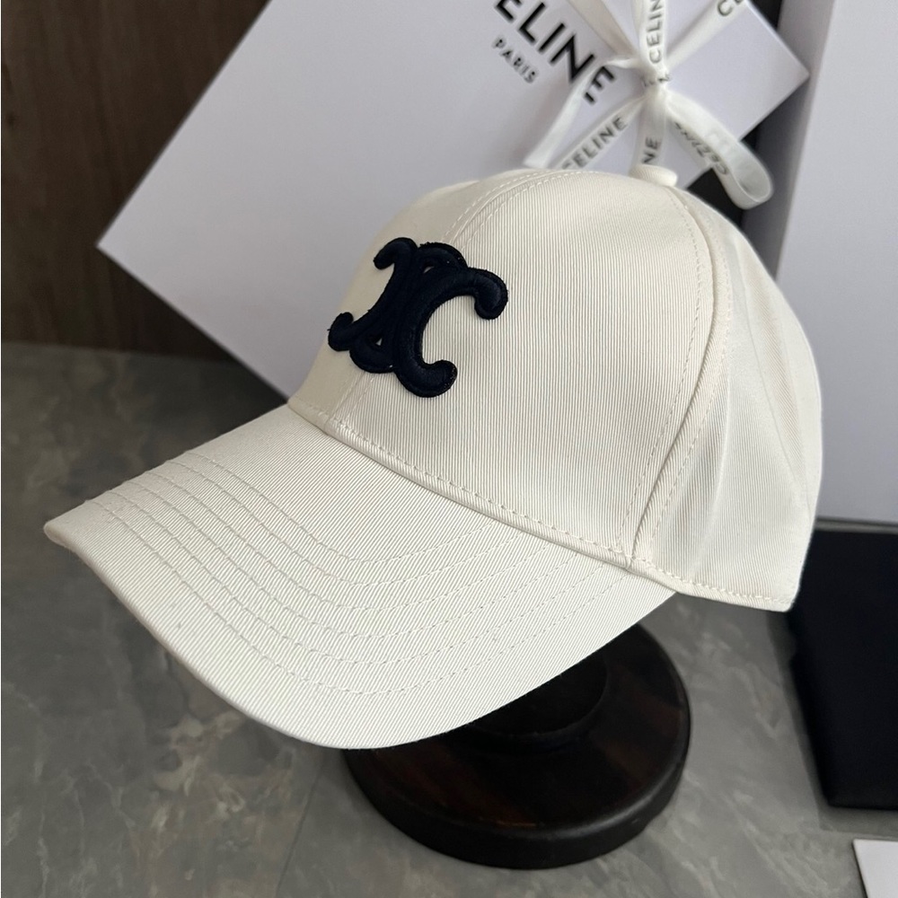 Celine Triomphe unisex Adjustable Baseball Cap Hat in white - Picture 2 of 7